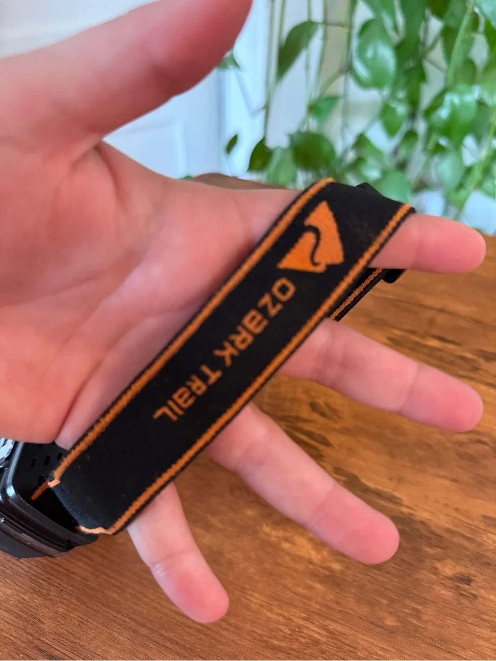Ozark Trail Black and Orange Headlamp with Elastic Strap